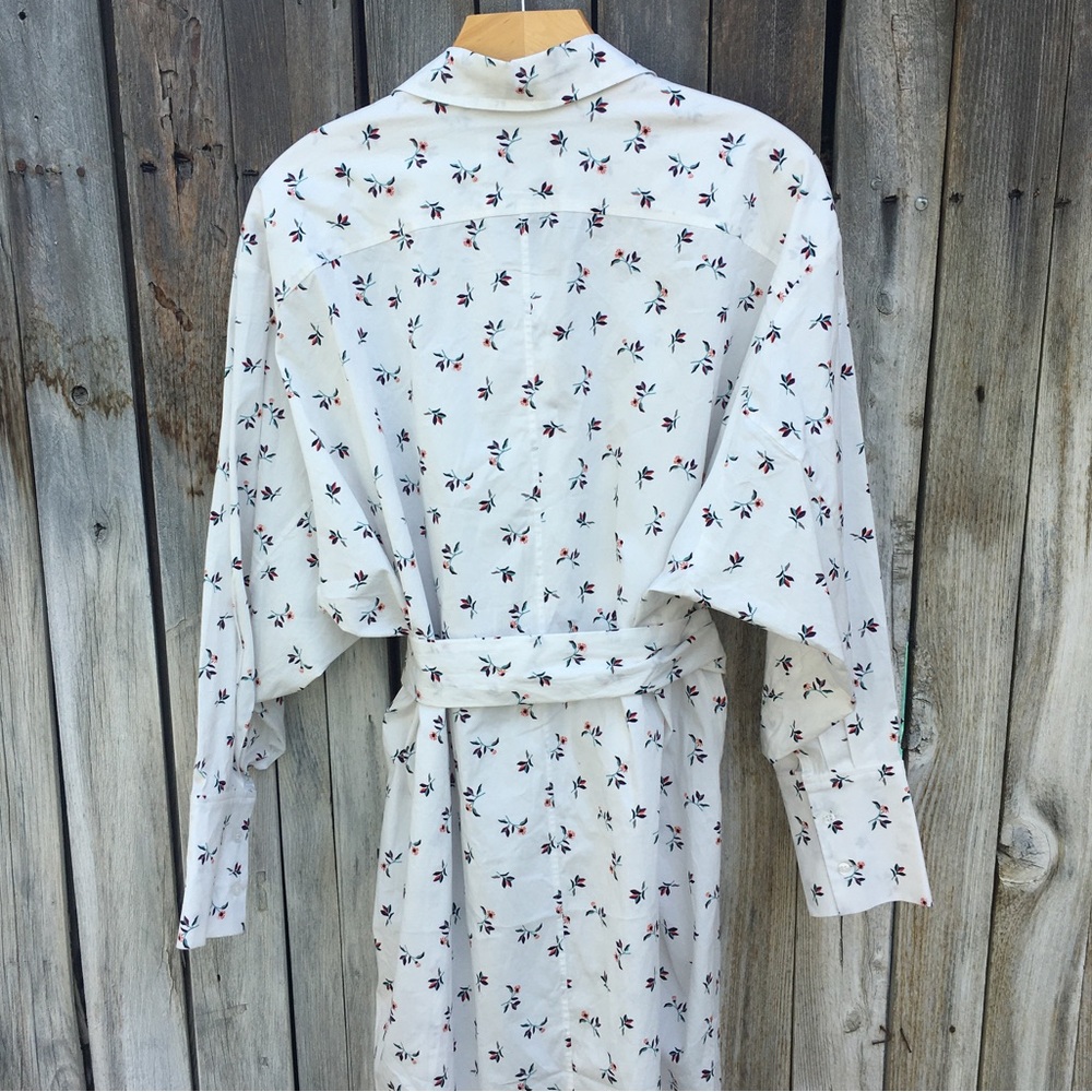 New Munthe Patrina Floral Long Sleeve Stretch Organic Cotton Shirtdress White 36 - Picture 13 of 16